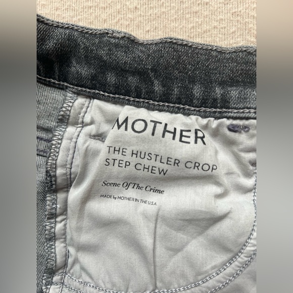 Mother Hustler Crop Step Chew Jeans Sz 27 Scene of the Crime Black Denim - Picture 7 of 14
